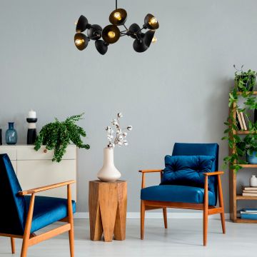 Tatum kroonluchter | 75x75cm | 10x E27 | Zwart