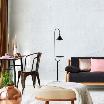 Tatum Vloerlamp | 37x30cm | 155cm Hoogte | Zwart Goud