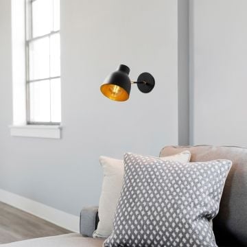 Moderne wandlamp van zwart ijzer | Tatum | 15 x 38 cm