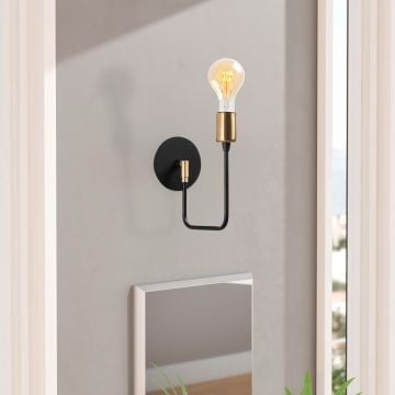 Tatum Wandlamp | Metalen behuizing | 12x23 cm | Zwart