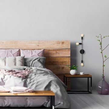 Tatum Wandlamp | Metalen Lamp | Zwart | 15x15 cm | 65 cm
