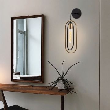 Tatum Wandlamp | Metalen Behuizing | Zwart Goud
