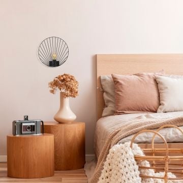 Tatum Wandlamp | Metalen behuizing | 30x12 cm | Zwart