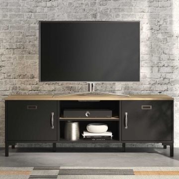 Tv-meubel Manno 136cm industrieel - zwart