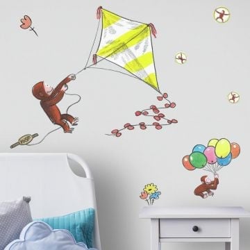 Muurstickers Curious George Kite