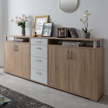 Dressoir Maximo 208cm - sonoma eik/wit