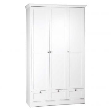 Kledingkast Landwood 120cm met 3 deuren - wit