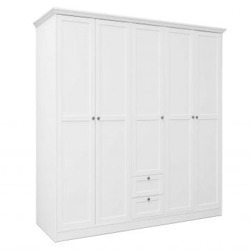 Kledingkast Landwood 187cm met 5 deuren - wit