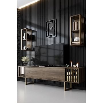 Modieus 180 cm TV-meubel | Walnoot Zwart