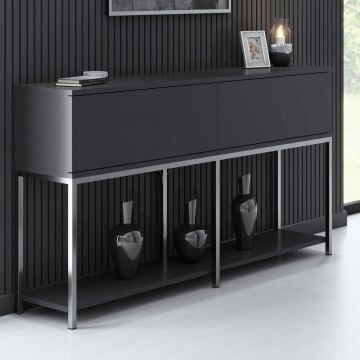 18mm Woody Fashion Console | Melamine gecoat, Metalen poten, Antraciet Zilver.