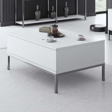 Moderne witzilveren salontafel met metalen poten