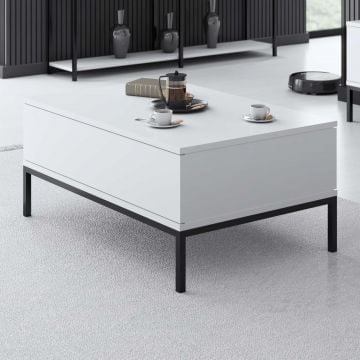 Moderne zwart-witte salontafel met metalen poten