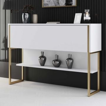 Dressoir Woody Fashion - 120x30x80cm - wit/goud