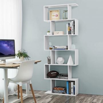 Boekenkast Sybren 6 vakken - wit