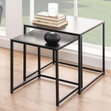 Bijzettafelset Dover - 2-delig - 50x50x45cm - zwart