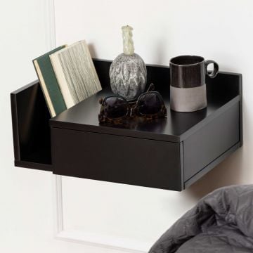 Wandnachtkastje Ashton - 40x32x16,5cm - 1 lade - zwart