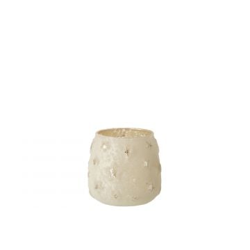 T-lichthouder ster glas antiek zilver small
