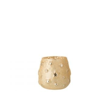 T-lichthouder ster glas antiek goud small
