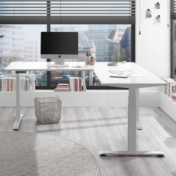 Verstelbaar hoekbureau Ben 185x77x74-125cm - wit