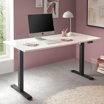 Verstelbare bureau Ben 160x77x74-117cm - wit/zwart