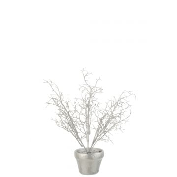 Boompje in pot glitter plastiek zilver