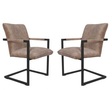 Eetkamerstoelen Boston - 86x56x89cm - set van 2 - lichtbruin velours
