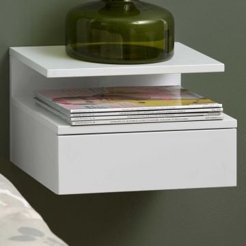 Wandnachtkastje Ashton - 35x32x22cm - 1 lade - wit