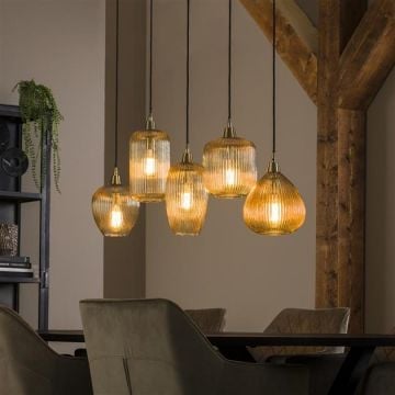 Hanglamp Jacala 5 lichtbronnen - amberkleurig