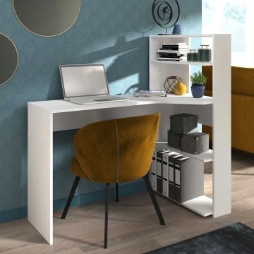 Bureau Mister 122cm met boekenrek - wit