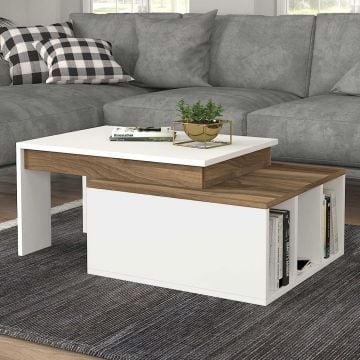 Salontafel Charese-wit/walnoot