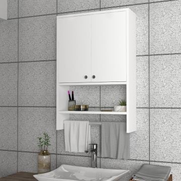 Badkamermeubel Furny Home | 100% Melamine | 19,5 x 59,3 x 90 cm | Kleur: Wit