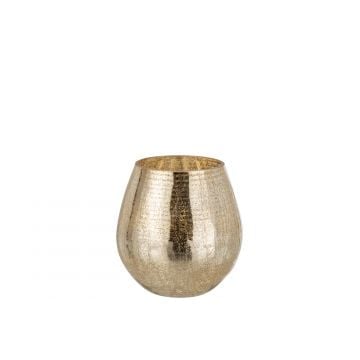 Windlicht eivorm craquele glas goud small
