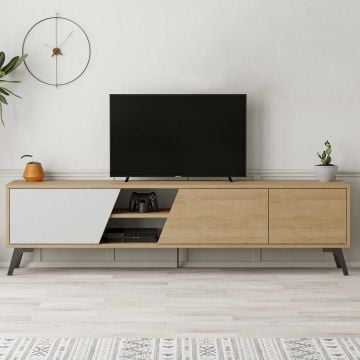 Modern Eiken Wit TV-meubel | 180cm x 48cm x 35cm | Melamine Gecoat