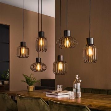 Hanglamp Mérinne 6 lampkappen-charcoal