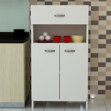 Opbergkast Woody Fashion - 60x32x102 - 2 deuren & 1 lade - wit