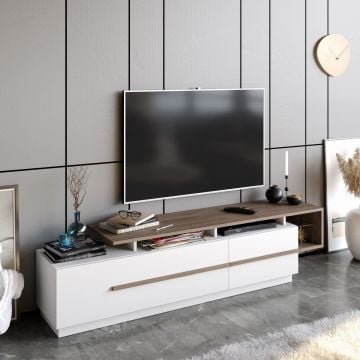Stijlvol Woody Fashion TV-meubel | 100% Melamine Gecoat | Walnoot Wit