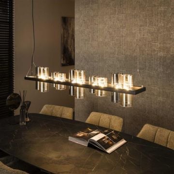 Hanglamp Cylian 130 cm-amber/chroom glas