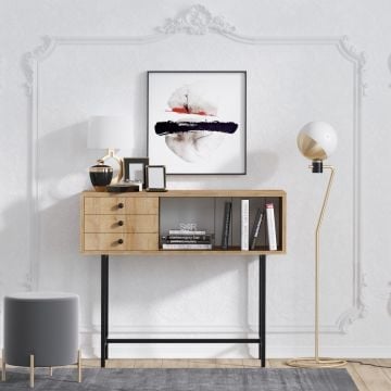 Gezellig en stijlvol Eiken Zwart Dressoir | 100% Melamine Gecoat | 100x35x85cm