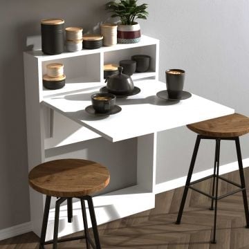 Vouwtafel Elegance |100% Melaminegecoat met Spaanplaathout van 18 mm dik | 70 x 96 x 15cm | Bevestigbaar aan de muur | 25 kg Draagvermogen | Wit