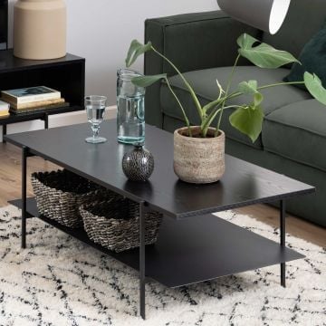 Angus Rechthoekige Salontafel - Zwart Essen Melamine | 115x60x40cm