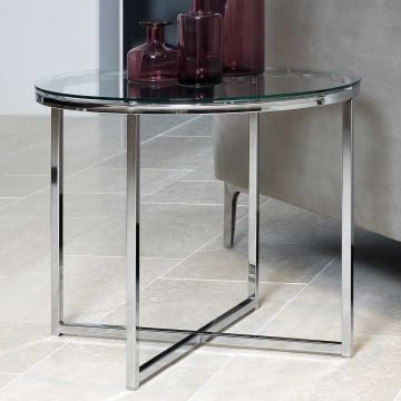 Bijzettafel Caitlynn ø55cm - doorzichtig tafelblad