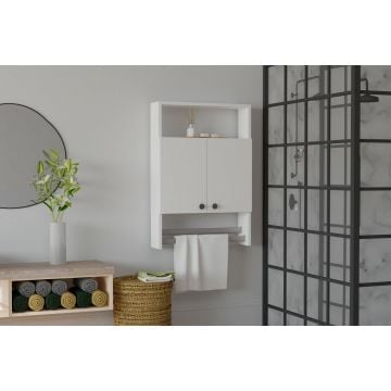 Modern Wit Badkamermeubel | Woody Mode | Aan de Wand Te Bevestigen.