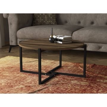 Elegante Walnoot Salontafel | 100% Melamine Gecoat | Metalen Frame