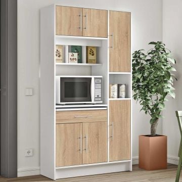Keukenkast Liana voor magnetron - wit/eik