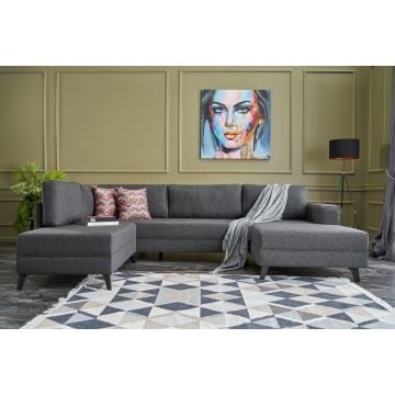 Del Sofa hoekbank in antraciet met FIR TIMBER frame.