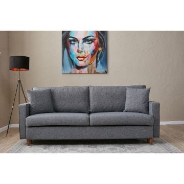 Modern Atelier Del Sofa 3-zits slaapbank, grijze stof, FIR/FLAKEBOARD frame, 100% polyester