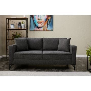 Moderne 2-zitsbank, Beukenhouten frame, 100% polyester stof, 180x83x91cm, Antraciet Zwart