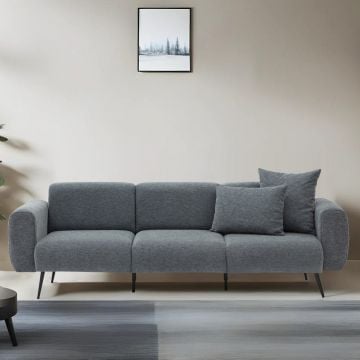 Del Sofa 3-zitsbank - Beukenhouten frame, antraciet polyester stof