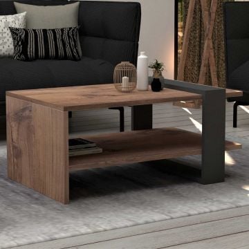 Eiken antraciet design salontafel met 2 verdiepingen