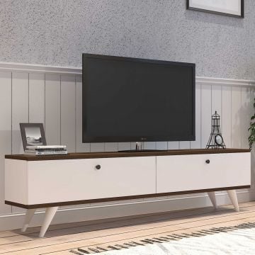 Modern TV-meubel van wit walnoot met planken en opbergruimte